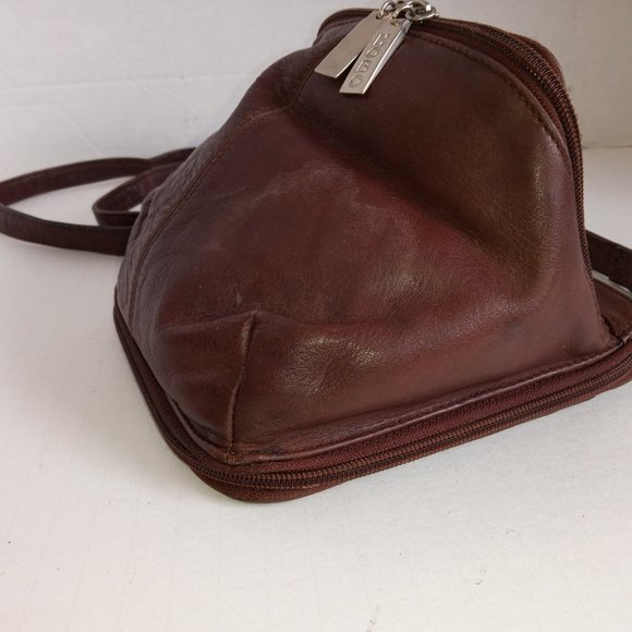 Vintage HOBO INTERNATIONAL Brown Leather Mini Crossbody Organizer Expandable - Picture 12 of 15